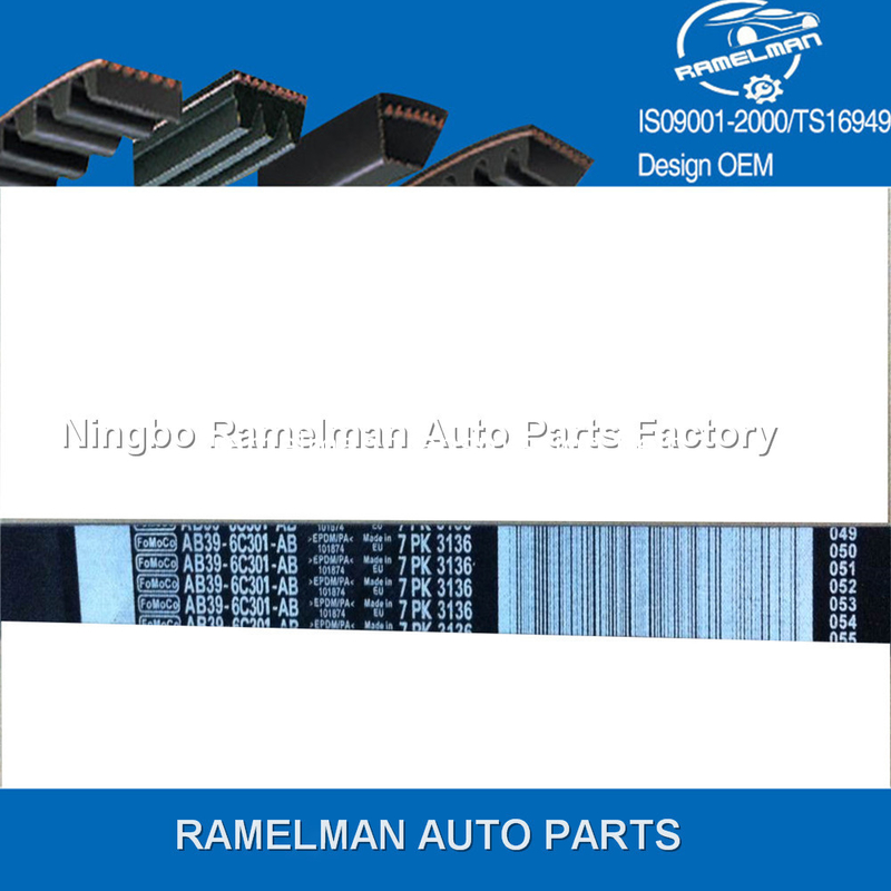 supply auto poly v belt high quality  belt oem AB39-6C301-AB/7PK3136  EPDM /CR material fan belt/ pk belt